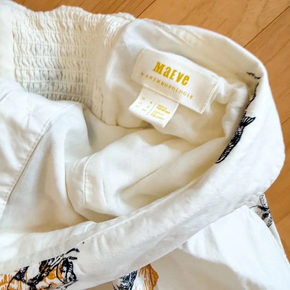 Anthropologie Maeve Strapless Buttondown Wide-Leg Jumpsuit Size 4 Sea Creatures - Picture 7 of 8